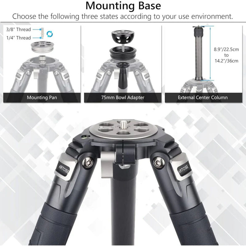 ARTCISE AS95C Carbon Fiber Tripod with 75mm Bowl