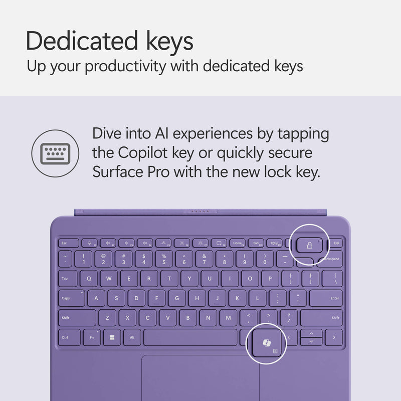 Microsoft 12" Surface Pro Keyboard Cover with Slim Pen 2 (Violet)
