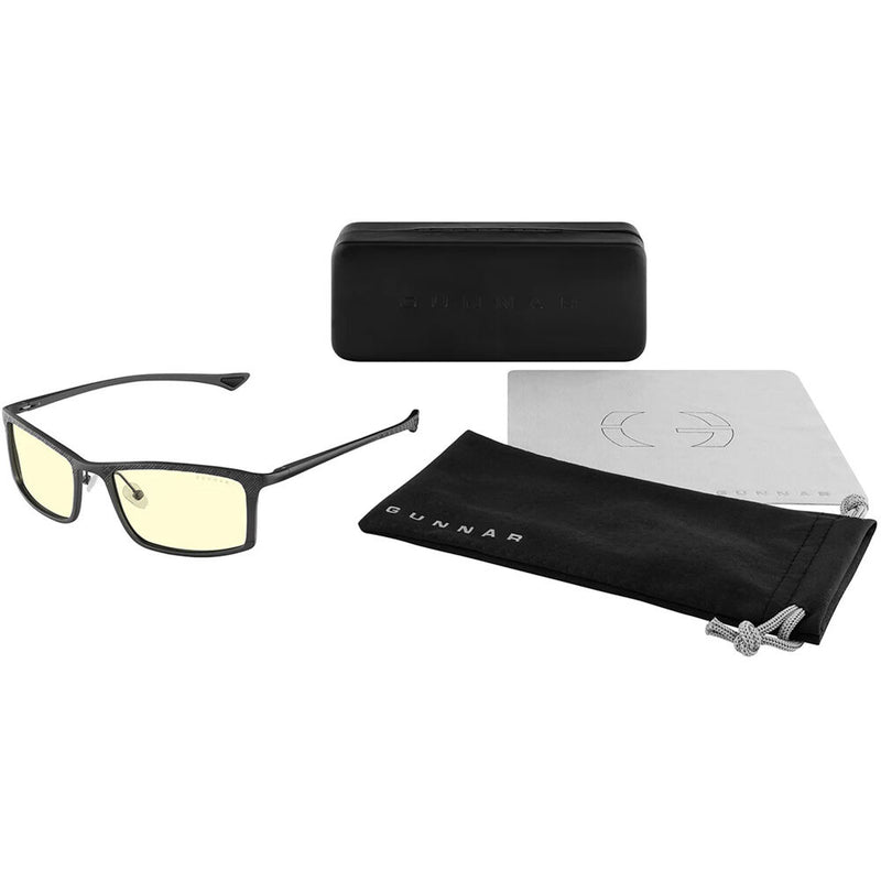 GUNNAR Plaid Glasses (Onyx/Graphite Frame, Amber Lens)
