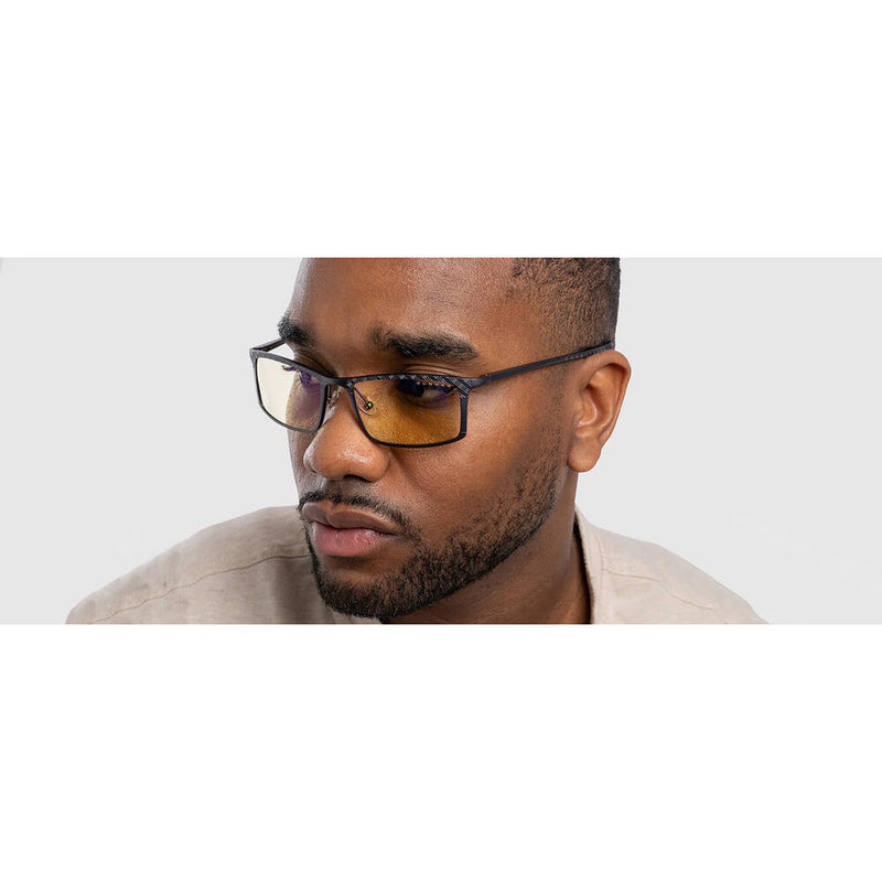 GUNNAR Plaid Glasses (Onyx/Graphite Frame, Amber Lens)