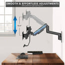 Mount-It! Dual-Monitor Wall Mount with Gas Spring Arm and Crossbar