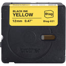 Brother Btag Label Tape for P-Touch PT-N10, PT-N20 & PT-N25BT (Black on Yellow, 0.5" x 13.1')