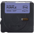 Brother Btag Label Tape for P-Touch PT-N10, PT-N20 & PT-N25BT (Black on Purple, 0.5" x 13.1')