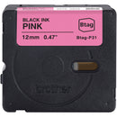 Brother Btag Label Tape for P-Touch PT-N10, PT-N20 & PT-N25BT (Black on Pink, 0.5" x 13.1')