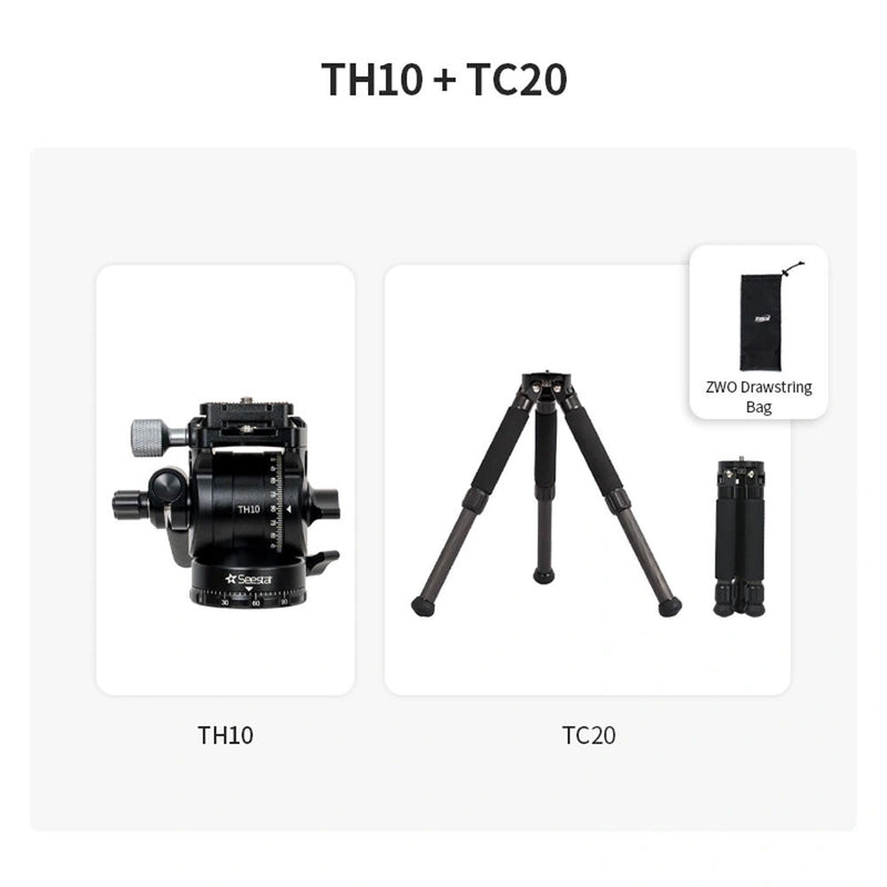 ZWO Seestar TC20 Carbon Fiber Tripod with TH10 Fluid Head Kit