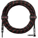 Gator Backline Series 1/4" Straight to 1/4" Right-Angle Braided Instrument Cable (Black/Red, 20')