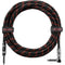 Gator Backline Series 1/4" Straight to 1/4" Right-Angle Braided Instrument Cable (Black/Red, 20')