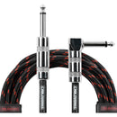 Gator Backline Series 1/4" Straight to 1/4" Right-Angle Braided Instrument Cable (Black/Red, 20')