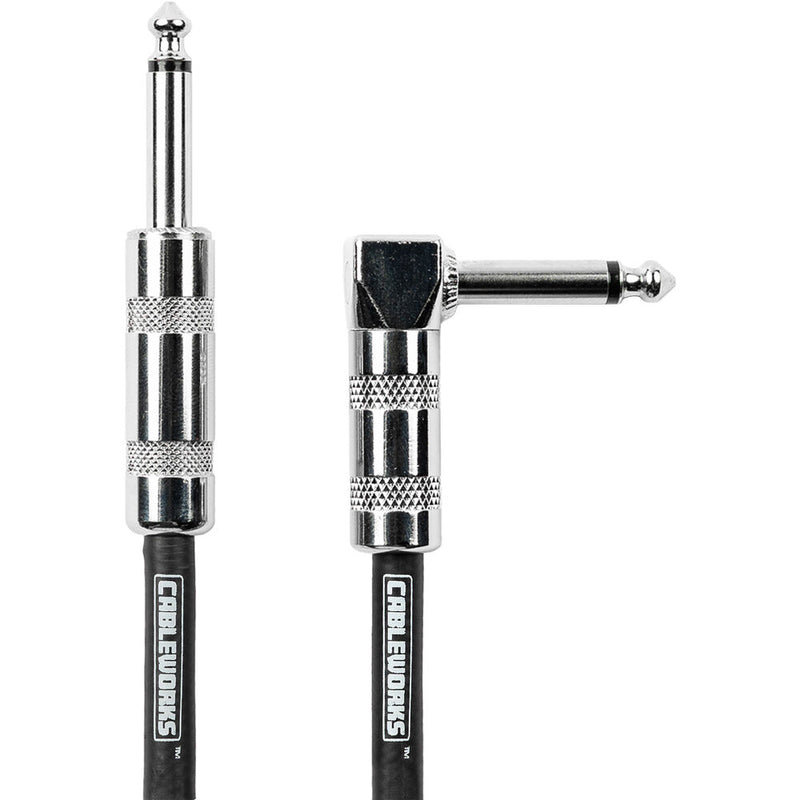 Gator Backline Series 1/4" Straight to 1/4" Right-Angle Braided Instrument Cable (Black/Red, 20')