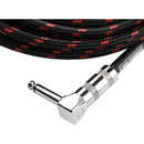 Gator Backline Series 1/4" Straight to 1/4" Right-Angle Braided Instrument Cable (Black/Red, 20')