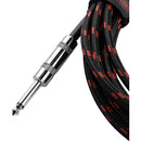 Gator Backline Series 1/4" Straight to 1/4" Right-Angle Braided Instrument Cable (Black/Red, 20')