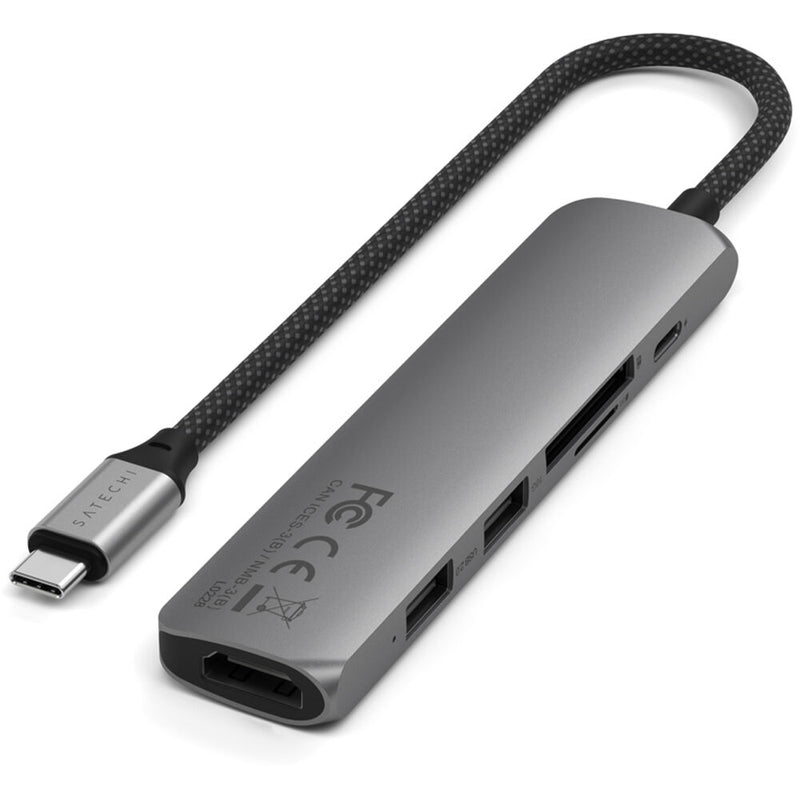 Satechi Slim USB-C 6-in-1 Multi-Port Adapter (Gray)