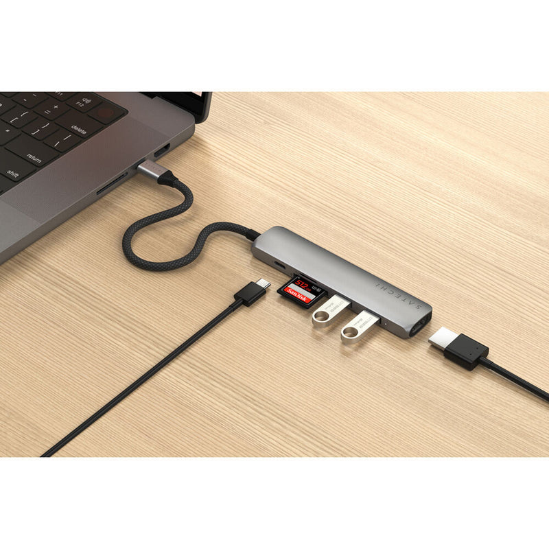 Satechi Slim USB-C 6-in-1 Multi-Port Adapter (Gray)