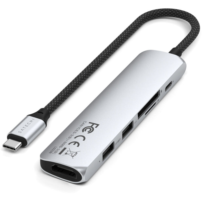 Satechi Slim USB-C 6-in-1 Multi-Port Adapter (Silver)