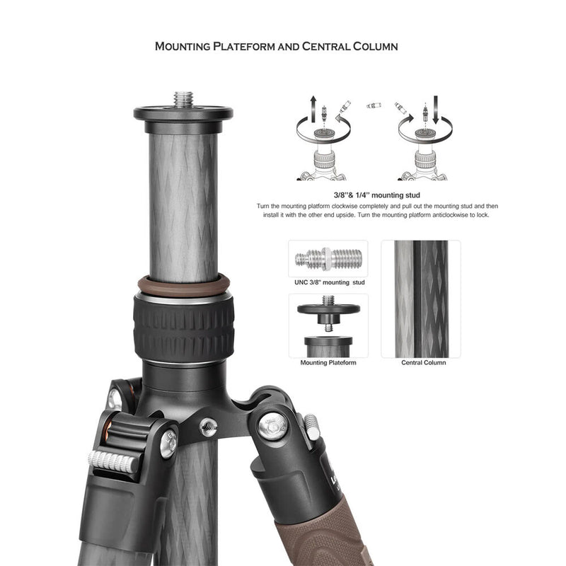 Leofoto Reversible Travel Tripod with BV-5B Mini Fluid Head