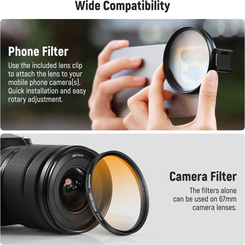 Neewer 67mm Smartphone Filter Clip with 7-Filter Kit