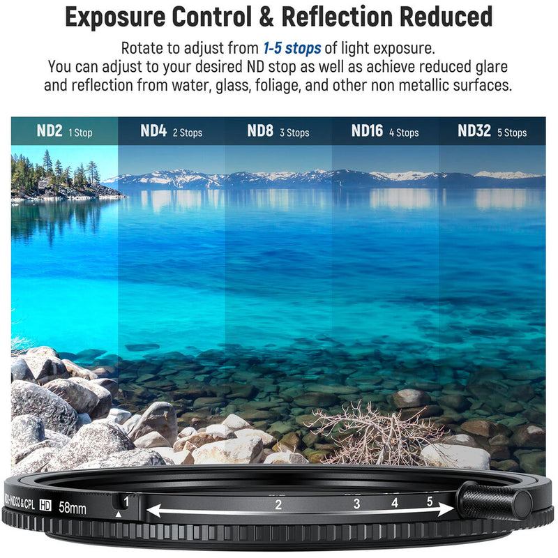 Neewer MRC ND2-ND32 CPL/VND Filter (55mm)