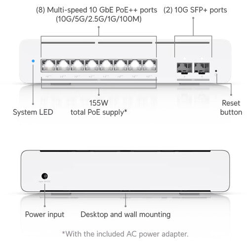 Ubiquiti Networks Pro XG 8 8-Port 10G PoE++ Compliant Managed Network Switch
