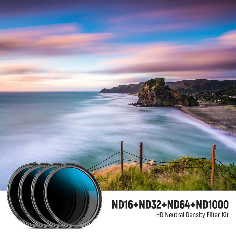 Neewer HD ND Lens Filter + Cleaner Kit with ND16, ND32, ND64 & ND1000 (77mm)