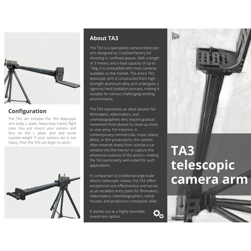 CineGearFactory TA3 Telescopic Camera Arm (9.8')