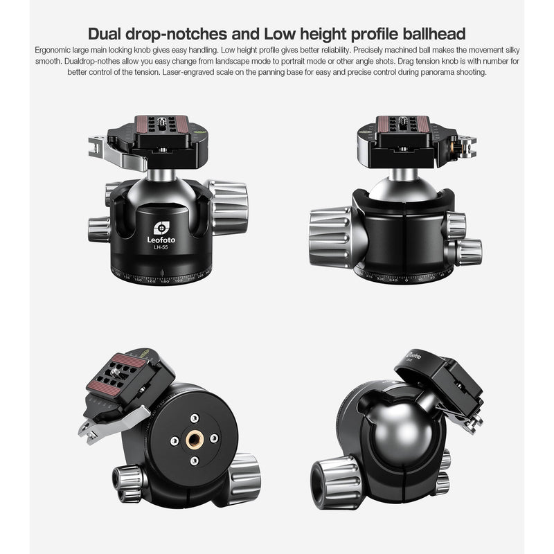Leofoto LM-324CLX Summit Series Carbon Fiber Tripod with LH-55LR Ball Head