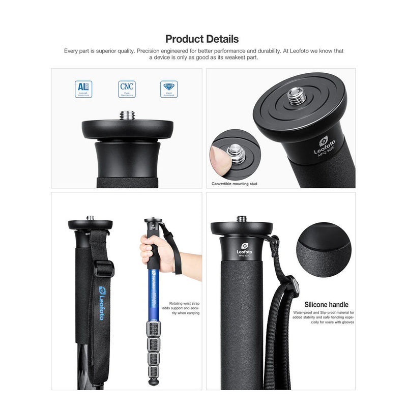 Leofoto MPQ-325C Premium Carbon Fiber Monopod Kit (Camo)