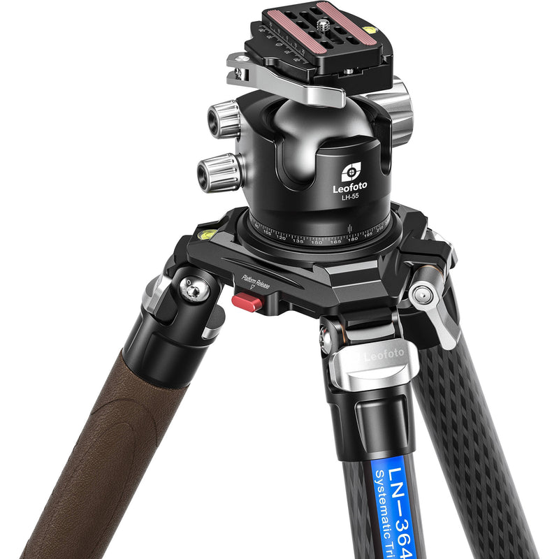 Leofoto LN-364C Heavy Duty Carbon Fiber Tripod with LH-55LR Ball Head and 75mm Bowl Adapter