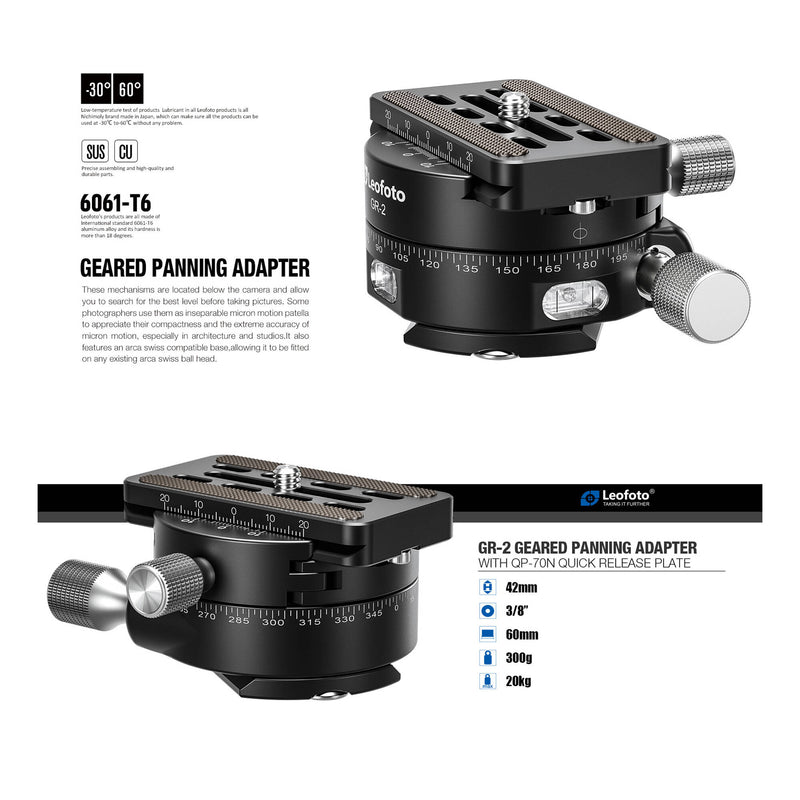Leofoto GR-2 Geared Panning Adapter