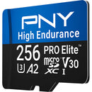 PNY 256GB PRO Elite High Endurance microSDXC Memory Card with SD Adapter