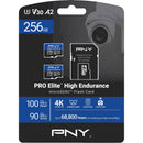 PNY 256GB PRO Elite High Endurance microSDXC Memory Card with SD Adapter (2-Pack)