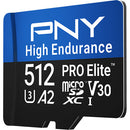 PNY 512GB PRO Elite High Endurance microSDXC Memory Card with SD Adapter