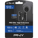PNY 512GB PRO Elite High Endurance microSDXC Memory Card with SD Adapter