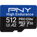 PNY 512GB PRO Elite High Endurance microSDXC Memory Card with SD Adapter