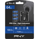 PNY 64GB PRO Elite High Endurance microSDXC Memory Card with SD Adapter (3-Pack)