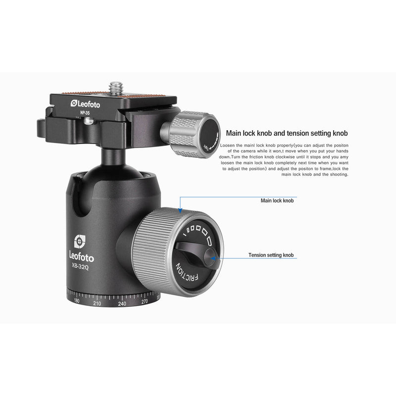 Leofoto XB-32Q Ball Head with NP-35 Quick Release Plate