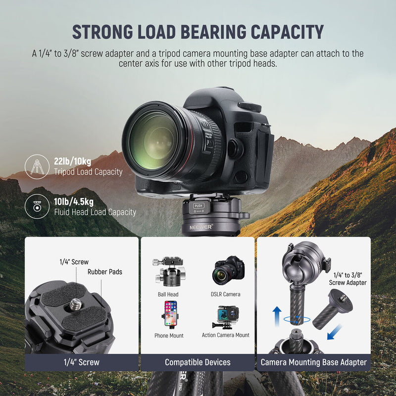 Neewer LT32 Carbon Fiber Travel Tripod (62")