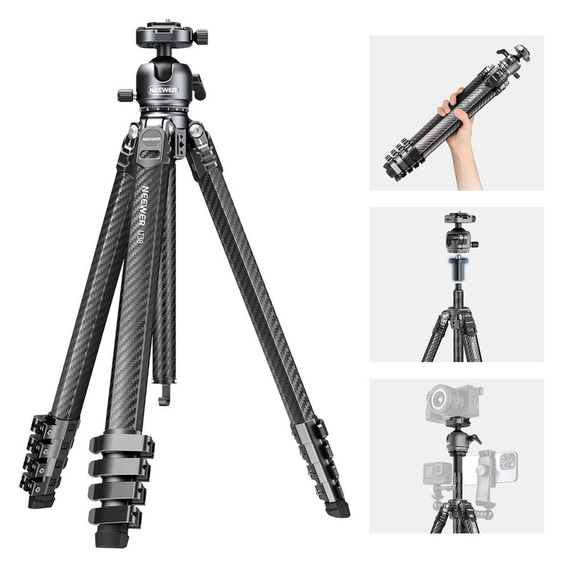 Neewer LT38 Carbon Fiber LITETRIP Travel Tripod with Panoramic Ball Head (61")