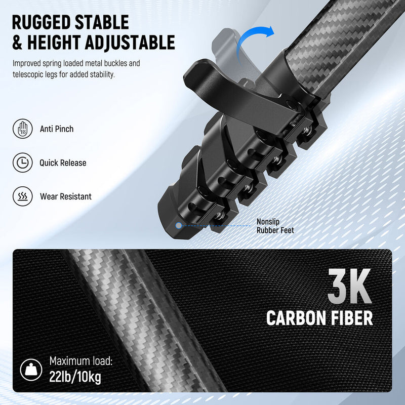 Neewer LT38 Carbon Fiber LITETRIP Travel Tripod with Panoramic Ball Head (61")