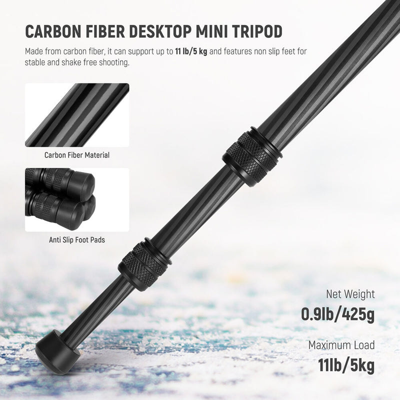 Neewer TP09 Carbon Fiber Desktop Mini Tripod with 360-Degree Ball Head (20")
