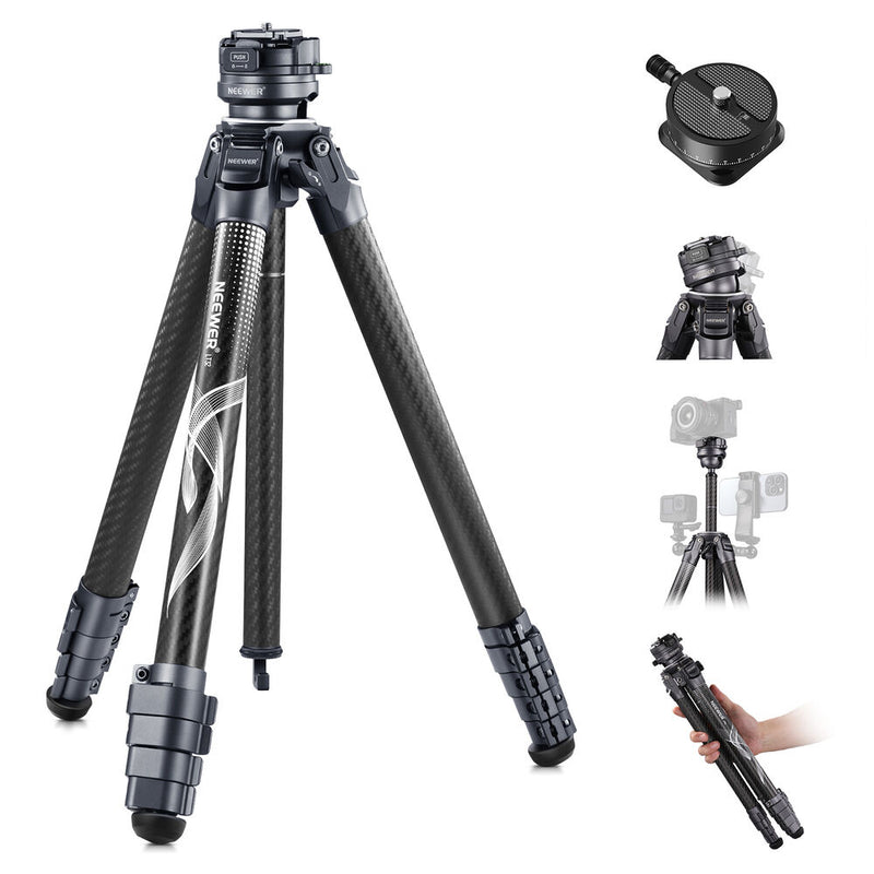 Neewer LT32 Carbon Fiber Travel Tripod with Quick Leveling Base Ball Head