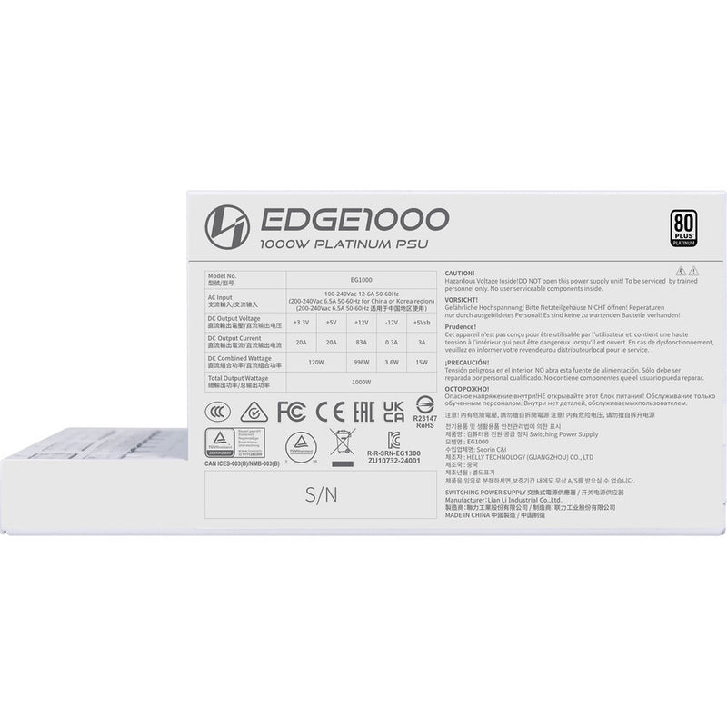 Lian Li EDGE GOLD 1000W 80 PLUS Gold Modular ATX Power Supply (White)