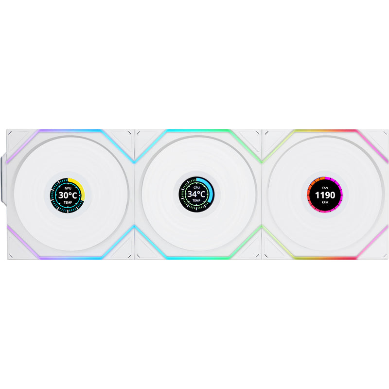 Lian Li 120mm UNI FAN TL LCD Wireless RGB Case Fan (White, 3-Pack)
