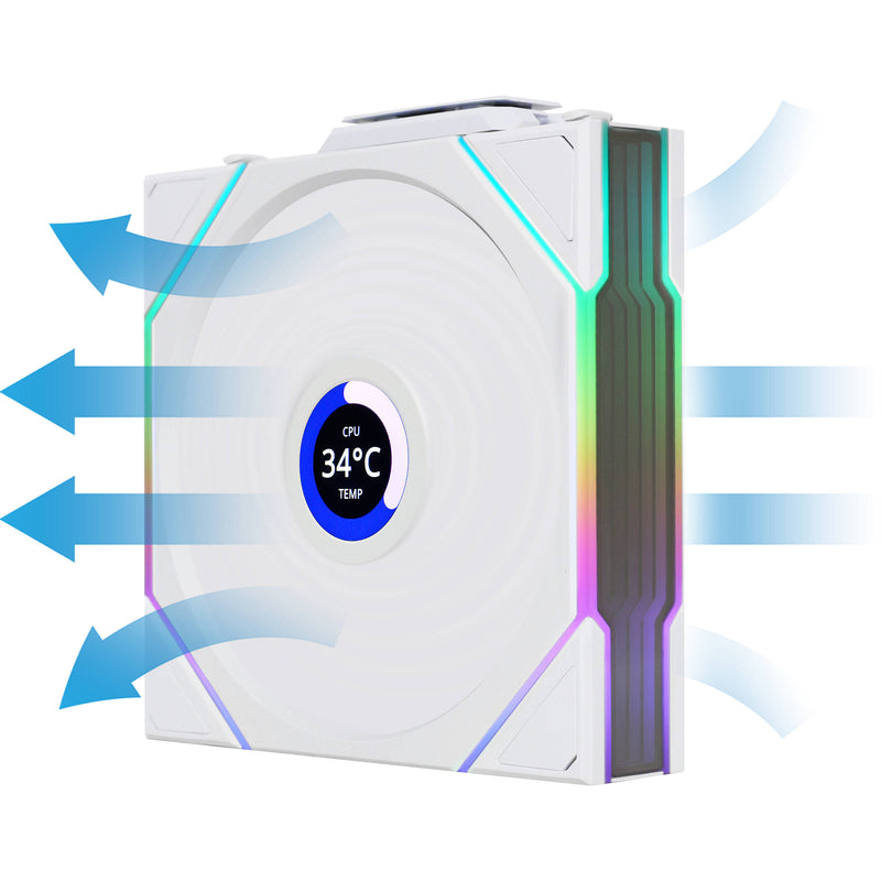 Lian Li 120mm UNI FAN TL LCD Wireless RGB Case Fan (White, 3-Pack)