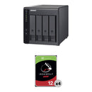 QNAP 48TB TR-004 4-Bay USB 3.2 Gen 1 RAID Expansion Enclosure Kit with Seagate IronWolf HDDs (4 x 12TB)