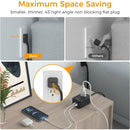 Tessan Power Strip with Flat Plug and Flat Cord (Black)