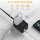 Tessan Power Strip with Flat Plug and Flat Cord (Black)