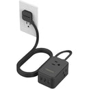 Tessan Power Strip with Flat Plug and Flat Cord (Black)