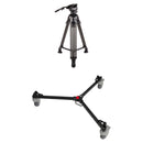 Magnus REX VT-5000-CM Carbon Fiber Two-Stage Mono Lock Video Tripod with Dolly