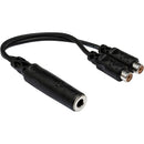 Hosa Technology Mono 1/4" Phone Female to 2 RCA Female Y-Cable - 6"