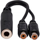 Hosa Technology Mono 1/4" Phone Female to 2 RCA Female Y-Cable - 6"